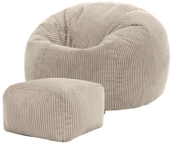 Icon Sitzsack Klassischer Cord Kingston mit Hocker 85x50cm beige
