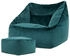 Icon XXL Sitzsack Samt Natalia mit Hocker 100x80x88cm blaugrün