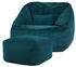 Icon XXL Sitzsack Cord Flauschig Morgan mit Hocker 100x80x88cm blaugrün