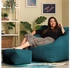 Icon XXL Sitzsack Cord Flauschig Morgan mit Hocker 100x80x88cm blaugrün