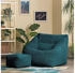 Icon XXL Sitzsack Cord Flauschig Morgan mit Hocker 100x80x88cm blaugrün