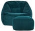 Icon XXL Sitzsack Cord Flauschig Morgan mit Hocker 100x80x88cm blaugrün