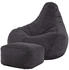 Icon Sitzsack Sessel mit Liege Cord Dalton mit Hocker dunkelgrau