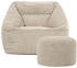 Icon XXL Sitzsack Cord Flauschig Morgan mit Sitzpouf 100x80x88cm beige
