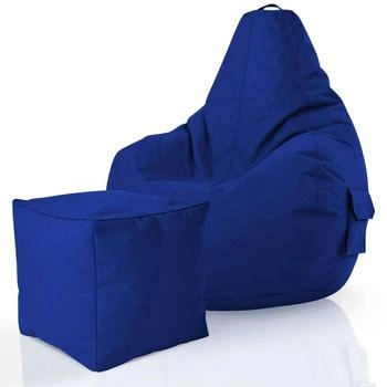 Green Bean 2er Set Sitzsack + Hocker Cozy+Cube- PoufBlau