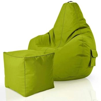 Green Bean 2er Set Sitzsack + Hocker Cozy+Cube- PoufGrün
