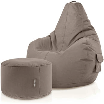 Green Bean Sitzsack Rückenlehne + Hocker Cozy+Stay 80x70x90cm 230L Lounge Chair Khaki