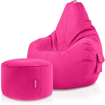 Green Bean Sitzsack Rückenlehne + Hocker Cozy+Stay 80x70x90cm 230L Lounge Chair Pink