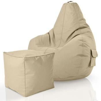 Green Bean 2er Set Sitzsack + Hocker Cozy+Cube- PoufBeige