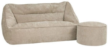 Icon Sitzsack Sofa Chenille Cecilia mit Sitzpouf Milano XXL Sitzsack beige