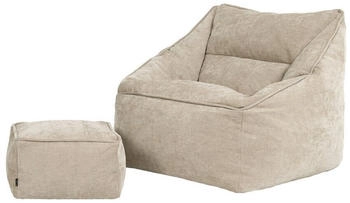 Icon XXL Sitzsack XXLChenille Natalia mit Hocker 100x80x88cm beige