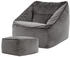 Icon XXL Sitzsack Samt Natalia mit Hocker 100x80x88cm grau