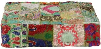 vidaXL Pouf Flickwerk Quadrat Baumwolle Handgefertigt Gr&uuml;n (9839.246576)