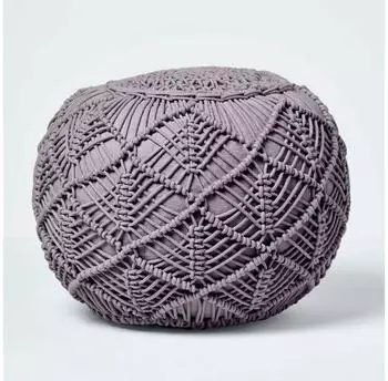Homescapes Geh&auml;kelter Pouf Grau 35x40cm