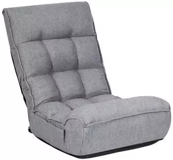 Costway Bodenstuhl 4-stufig verstellbar gepolstert mit Kopfteil, Grau (HW66375GR)