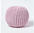 Homescapes Runder Strickpouf Baumwolle, Rosa, 35x40cm