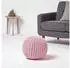 Homescapes Runder Strickpouf Baumwolle, Rosa, 35x40cm