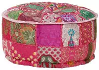 vidaXL Patchwork Sitzpouf Rund Baumwolle Handgefertigt 40x20 cm Rosa