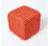 Homescapes Gestrickter Sitzwürfel Pouf & Fußhocker, 100% Baumwolle, Orange