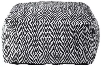 Homescapes Trance Sitzpouf Schwarz-Wei&szlig; Rautenmuster 60x60x30cm (SF1794B)