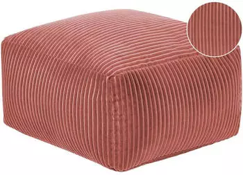 Beliani Mukki Quadratischer Pouf Baumwolle Hellrot 50x50x30cm