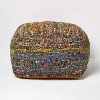 Homescapes Chindi Sitzhocker Bohnensack-F&uuml;llung Bunt, 60x60x30cm