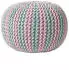 Homescapes Strickpouf rund, blau-rosa gestreift, 100% Baumwolle, Ø50x40cm