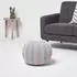 Homescapes Strickpouf rund, blau-rosa gestreift, 100% Baumwolle, Ø50x40cm