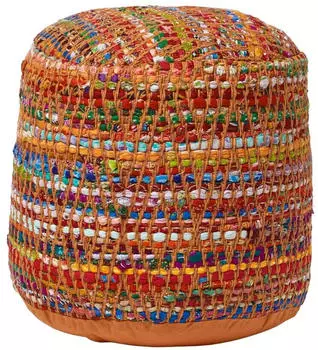Homescapes Chindi Design Sitzpouf Rund, Bunt