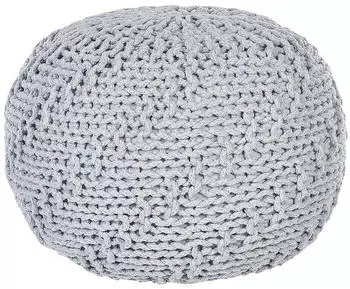 Beliani Priene Runder Pouf Baumwolle Hellgrau, 50x35cm