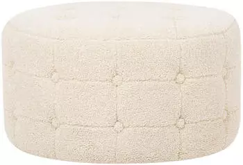 Beliani Tampa Runder Pouf Boucl&eacute; Beige Knopfsteppung ⌀55cm (Tampa)