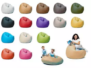 sunnypillow XXL Sitzsack mit Styropor-Füllung, Ø125cm, 2-in-1, Outdoor & Indoor, Beige