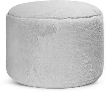 mokebo Der Flauschige Pouf Kunstfell, rund, Grau, 50x30cm