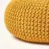 Homescapes Strickpouf Rund, 100% Baumwolle, Senf, Groß