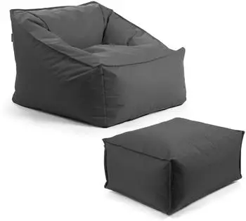 mokebo Der Sunnyboy Sitzsack mit Hocker, Outdoor Textil, Anthrazit, 80x60x83cm (Der Sunnyboy)