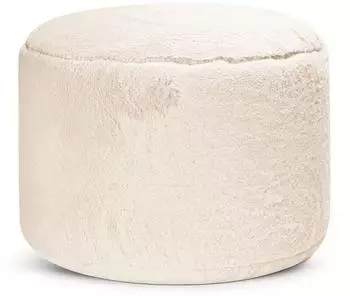 mokebo Der Flauschige Pouf Kunstfell, rund, Beige, 50x30cm (Oeko-Tex&reg;)