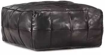 vidaXL Pouf Echtes Ziegenleder Schwarz 60x60x30cm (248134)