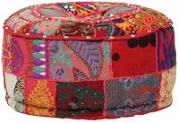 vidaXL Patchwork Sitzpouf Rund Baumwolle Handgefertigt 40x20 cm Rot