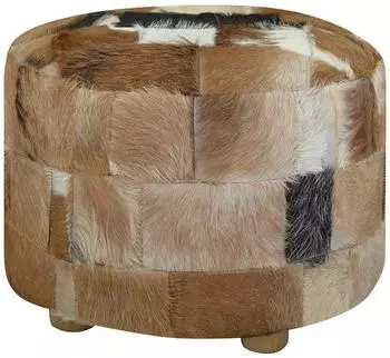 vidaXL Hocker Ziegenfell Rund 50x50x45cm