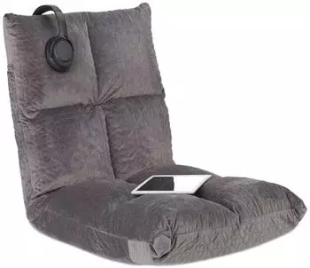 Relaxdays Bodenstuhl Faltstuhl 6 Positionen, grau, Textil/Holzwerkstoff