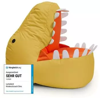 Lumaland Dino Kindersitzsack wasserabweisend 90x90x70cm (Gelb)