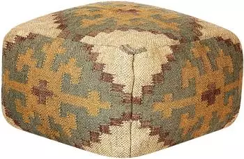 Beliani Saron Pouf Jute & Wolle 50x50cm orientalisch mehrfarbig