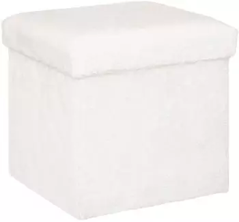 Atmosphera Ezzio Pouf faltbar Kunstfell wei&szlig; (JJ192920)