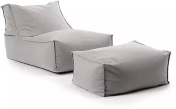 mokebo Der Sundowner Sitzsack mit Hocker, Textil, Hellgrau, 60x65x95cm (Oeko-Tex)