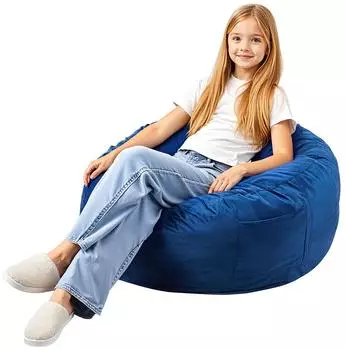 VEVOR Runder Sitzsack 890mm, 25D Memory Foam, holl&auml;ndischer Samt, Blau (SM-SS-01)