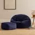 Icon Kingston Sitzsack mit Hocker, Cord, Dunkelblau, 240L (ICODOMFSTJC014)