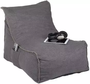 Relaxdays Sitzsack mit Lehne XXL, Schaumstoff, grau