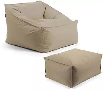 mokebo Der Sunnyboy Sitzsack mit Hocker, Outdoor, beige/khaki, 80x60x83cm (Oeko-Tex)