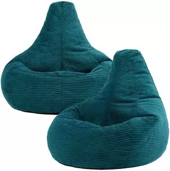 Icon Dalton Sitzsack Sessel Cord, Blaugrün, 2er-Set (Dalton)