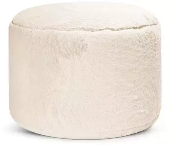 mokebo Der Flauschige Pouf XL Kunstfell, rund, Beige, 60x40cm (EPS-F&uuml;llung)